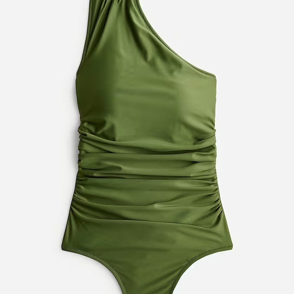J Crew Ruched one-shoulder one-piece Safai Green Size 22